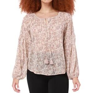 Dex Black Tape Women's Long Sleeve Tie-Front Paisley Trapeze Top